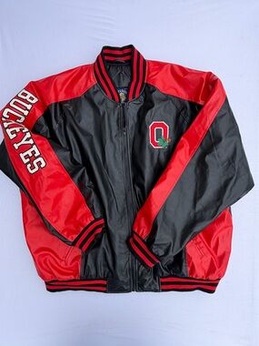 Steve & Barry's Black and Red Buckeyes Letterman Bomber Jacket